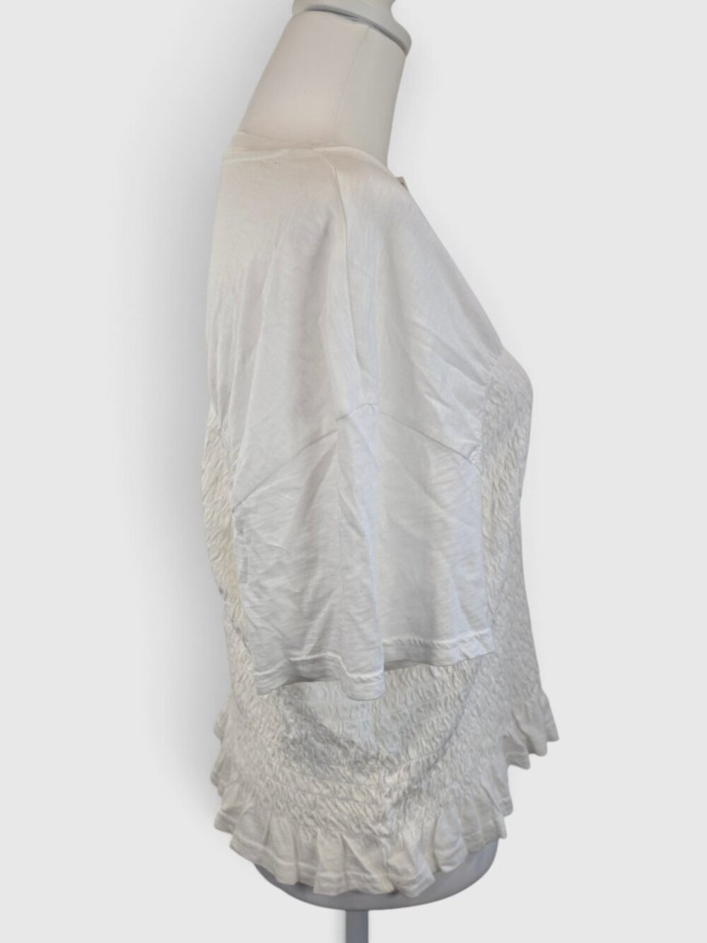 Aerie White Smocked T-Shirt Peplum Top XL NWT - Picture 6 of 14
